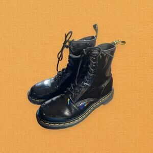 Dr. Martens Black Patent Leather Combat Boots Size 8 Style 1460 YS